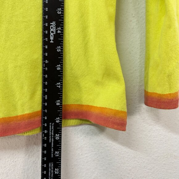 Michael Simon VTG Womens yellow green Sequin Beach Island Huts Cardigan medium - Picture 11 of 16